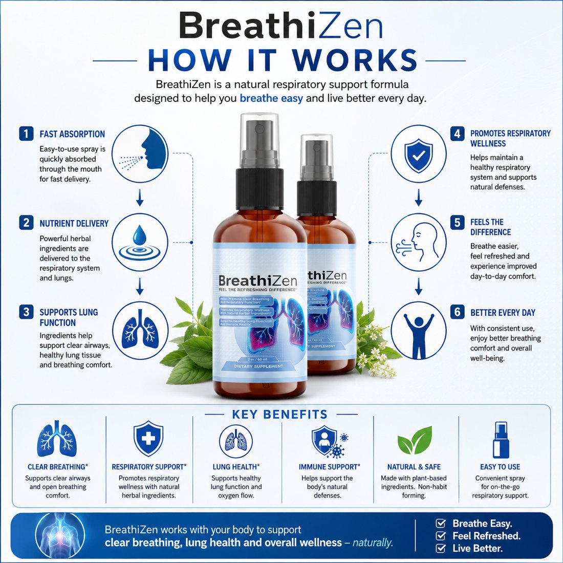 Breathizen formula — how the spray is positioned to work